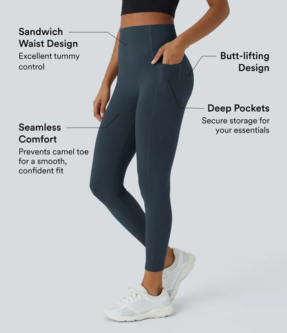 UltraSculpt High Waisted Tummy Control Pocket Shaping Training Leggings